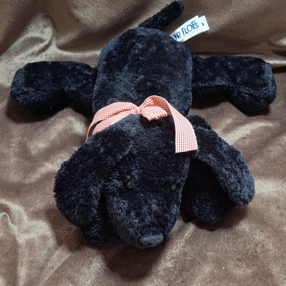 Other - 1999 Mary Meyer Flip Flop Plush Stuffed Toy Black Lab Puppy Dog With Red Ging.